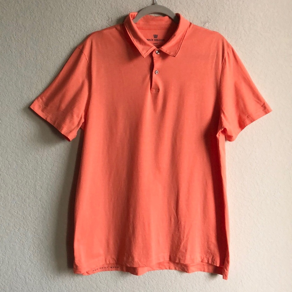 Mack Weldon Mens Pima Cotton Short Sleeve Polo Orange Large